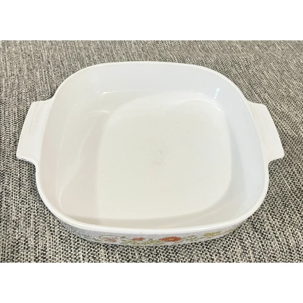 Vintage CorningWare Wildflower A-10-B Square Casserole Dish 10x10 USA No‎ Lid